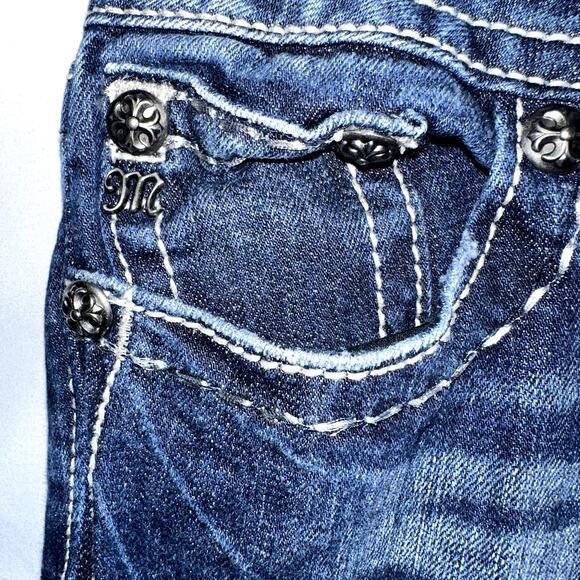 Miss Me Women's Size 28 Skinny Angle Wings Flap Pocket Rhinestone JP60035 Jeans - Picture 3 of 11